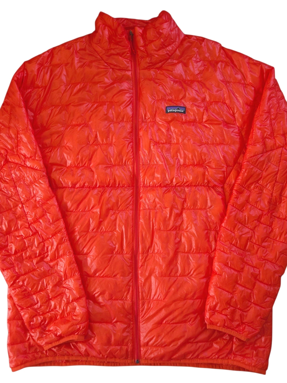Patagonia Zip-Up Puffer Jacket Red-Orange Nylon Micro Puf Insulated Jacket - XXL